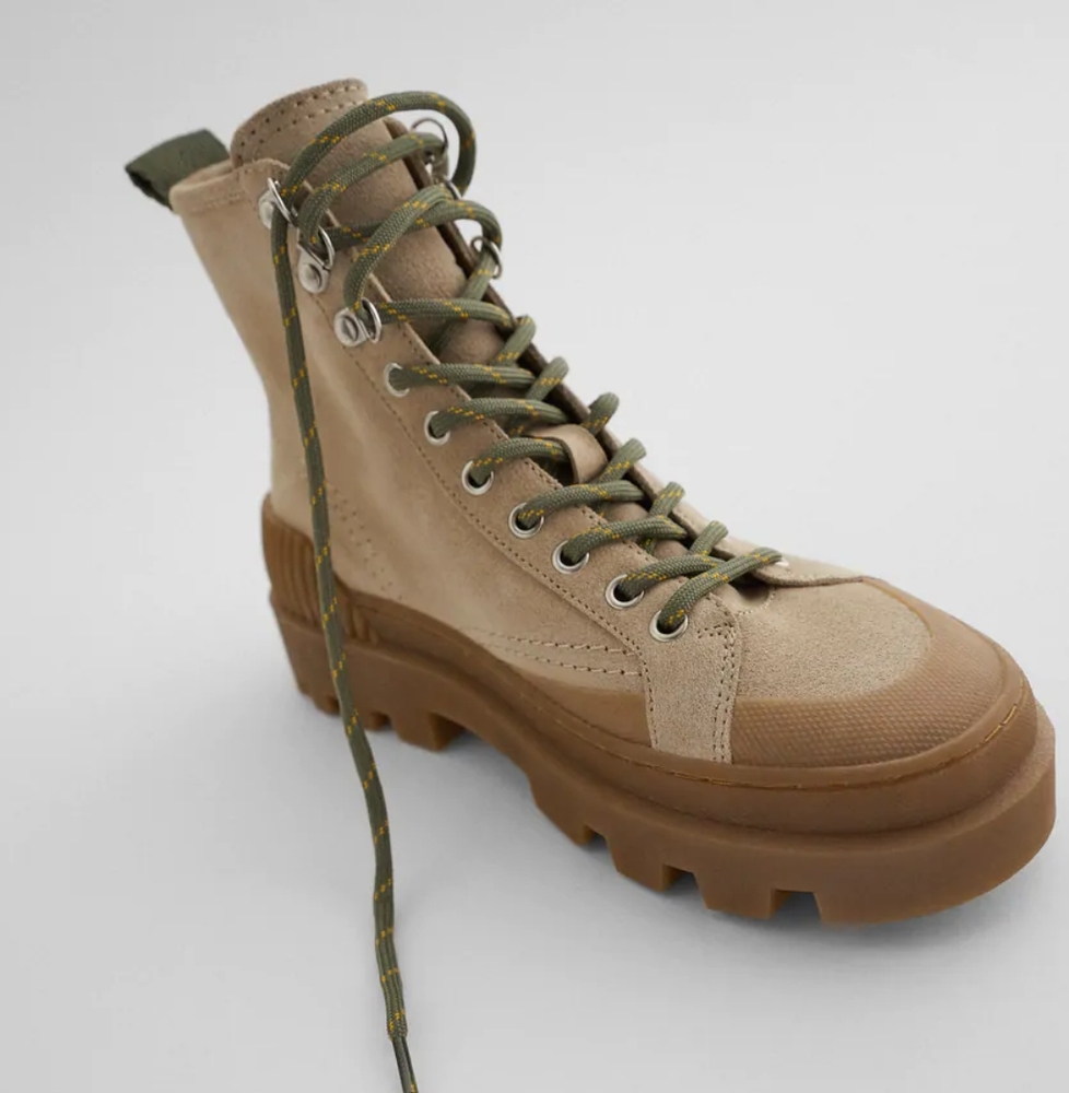 Zara Suede Lace Up Platform Ankle Boot - Picture 3 of 15